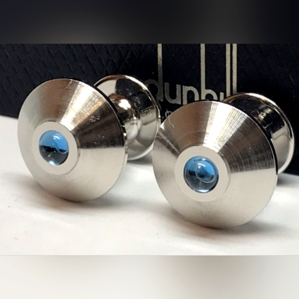 Dunhill Auth. Sapphire and 925 sterling silver Cufflinks/shirt studs RARE